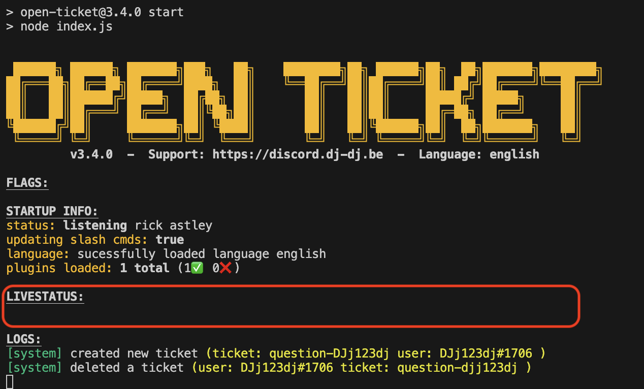 Image of Open Ticket Livestatus